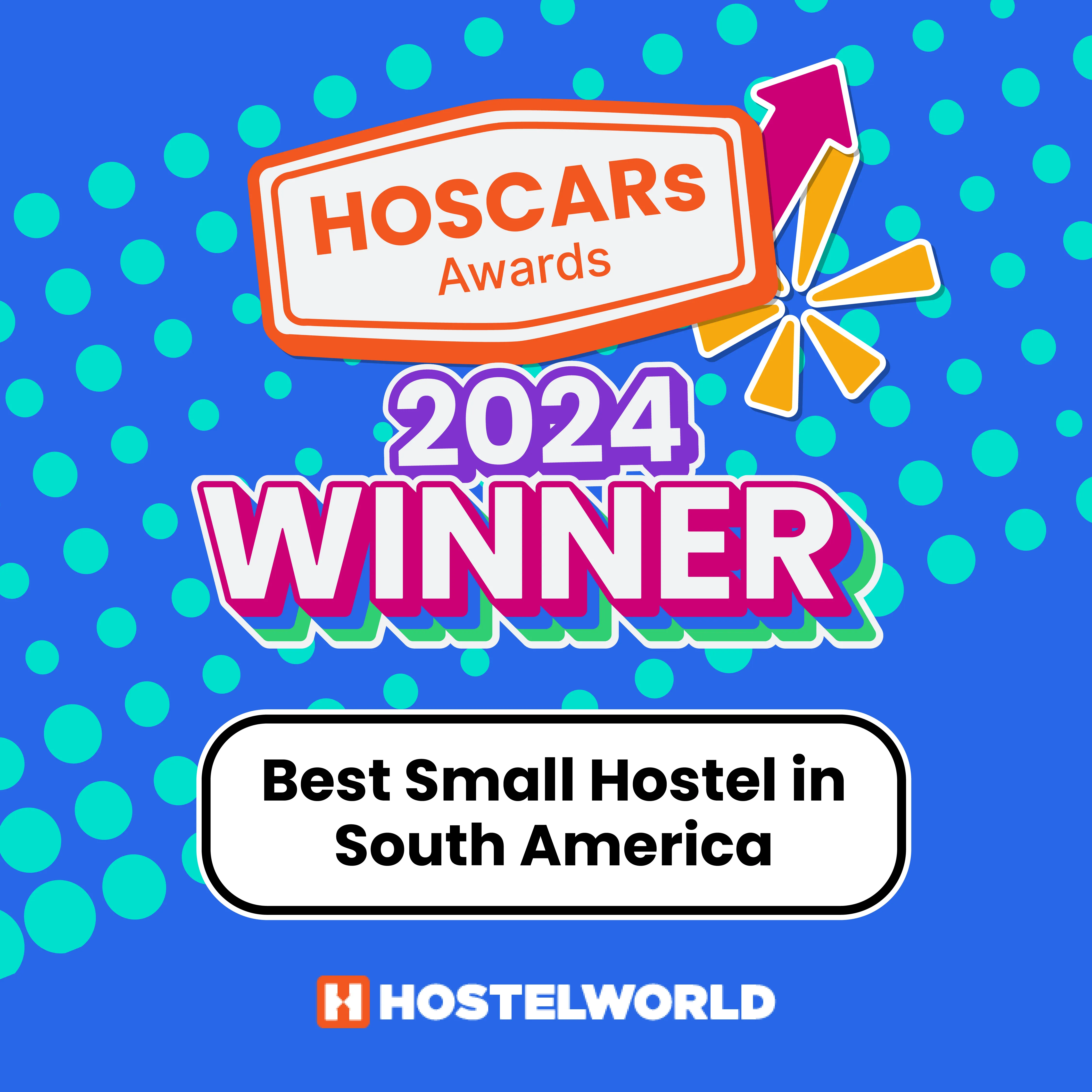 1st — Bestes kleines Hostel in Südamerika, Hostelworld 2024